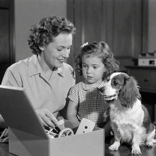 Vintage Interaction: Woman and Girl with Toys