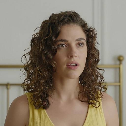 Portrait of a Woman with Brown Curly Hair