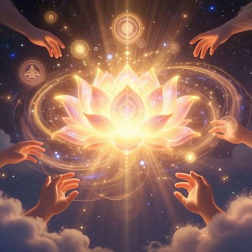 Radiant Lotus Amid Cosmic Energy
