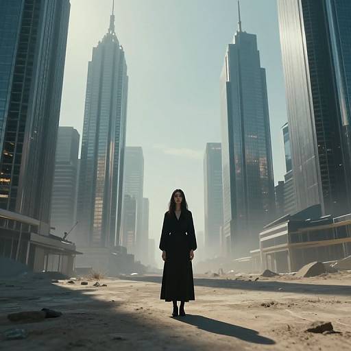 Surreal Portrait Amid Infinite Skyscrapers