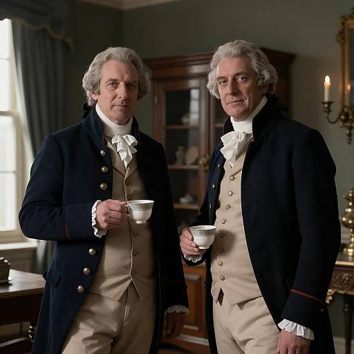 Two Elderly Officers in 18th-Century Uniforms