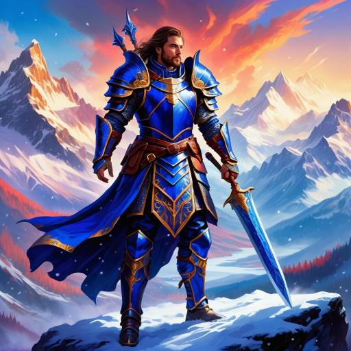 Epic Fantasy Warrior in Snowy Peaks