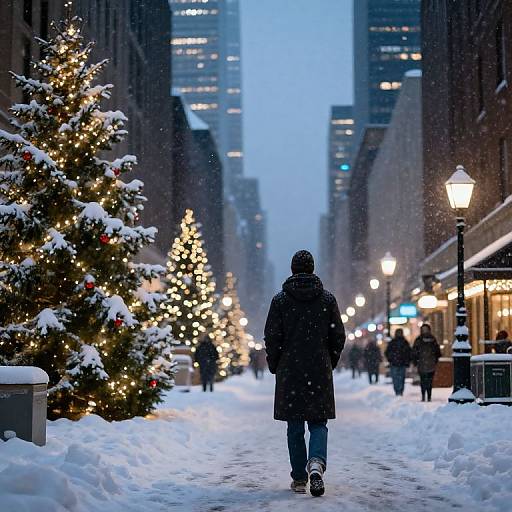 Brooding Christmas City Under Snow