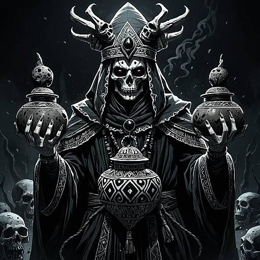Enigmatic Necromancer with Cursed Jars