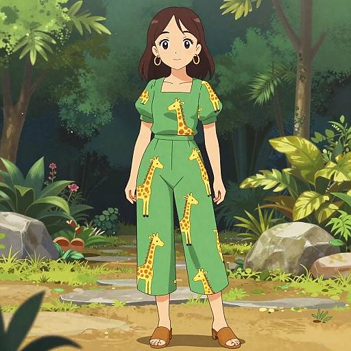 Playful Green Jumpsuit in Botanical Garden