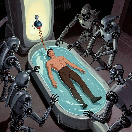 Alien Robots Disassemble Man in Bacta Tank