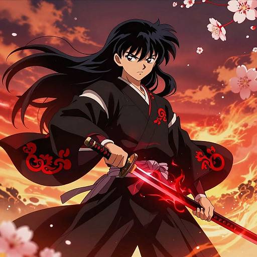 Fiery Samurai Anime Character