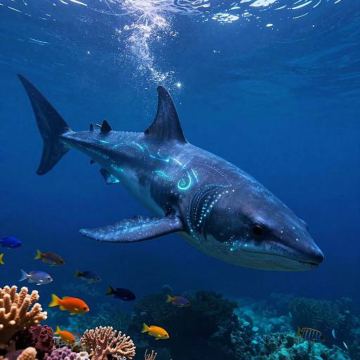 Bioluminescent Underwater Leviathan Scene