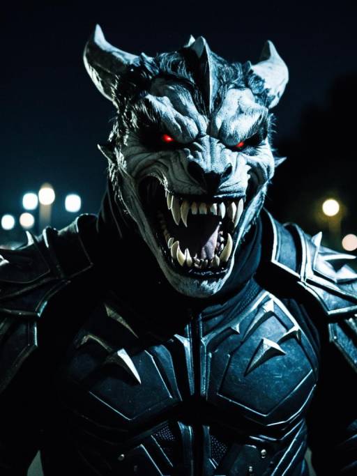 Cinematic Night Portrait in Beast Costume