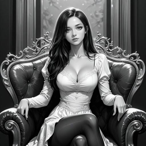 Realistic Monochrome Portrait of a Woman