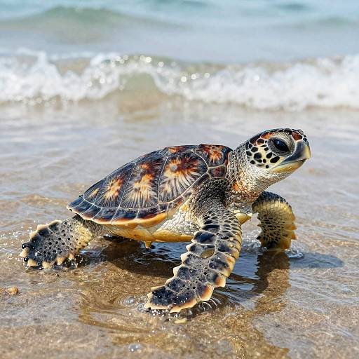 Realistic Baby Sea Turtle on Beach