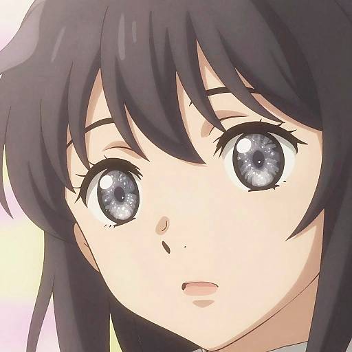 Glistening Grey Anime Eyes Close-Up