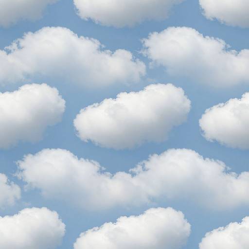 Digital image of a clear blue sky with scattered fluffy white cumulus clouds, creating a peaceful, serene atmosphere.