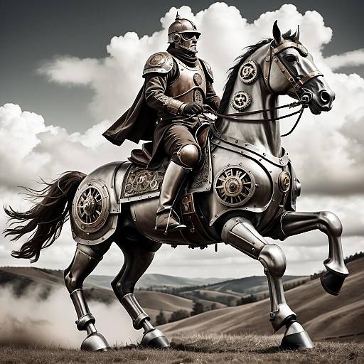 Steampunk Knight on Mechanical Steed