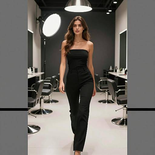 Woman Walking in Modern Salon