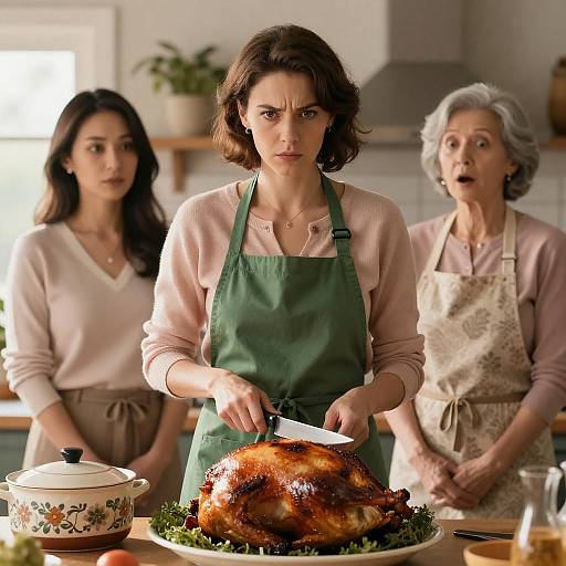 Cozy Kitchen Scene with Three Generations