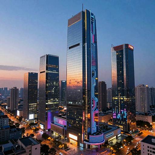 Surreal Futuristic Neon Cityscape