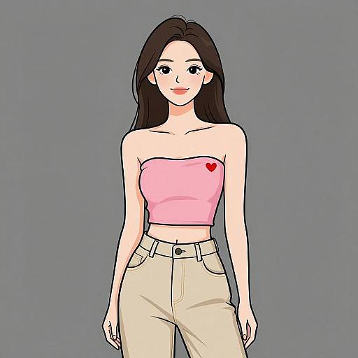 Chic Smiling Woman in Casual Outfit