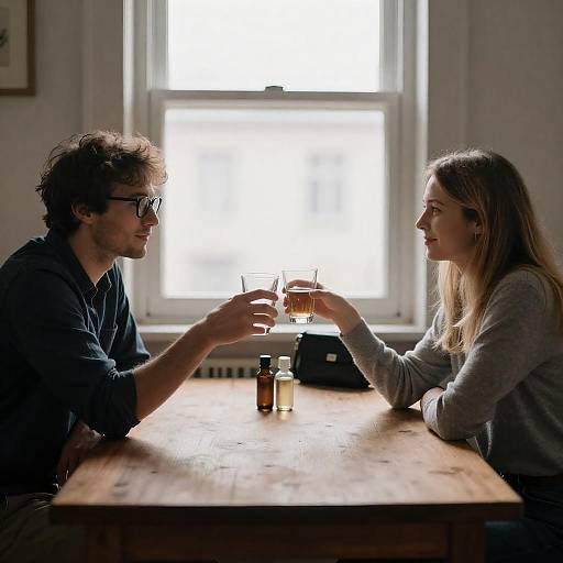Intimate Toast in a Cozy Setting