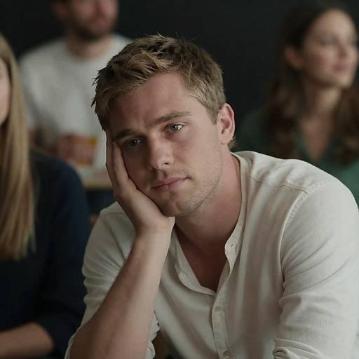 Pensive Man in Dimly Lit Setting