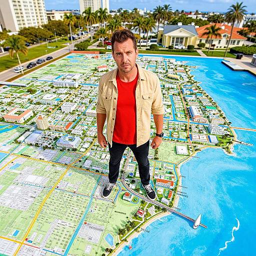 Surreal Vibrant Palm Beach Map Scene