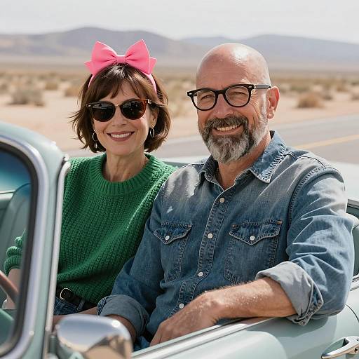 Charming Vintage Car Portrait in Desert