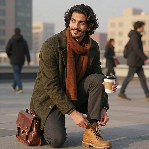 Urban Rooftop Scene with Middle Eastern Man