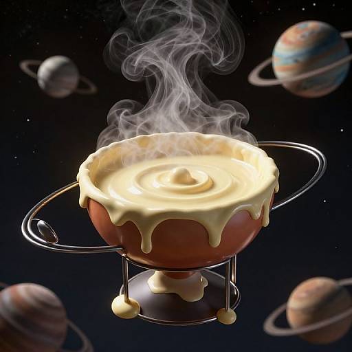 Cosmic Fondue Pot with Orbiting Planets