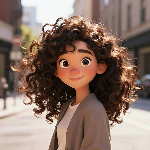 Curly Hair Animated Urban Portrait
