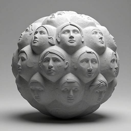 Multi-Faced Concrete Ball Sculpture
