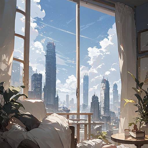 Detailed Nighttime Cityscape with Plants