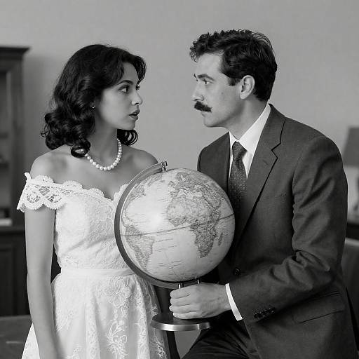 Vintage Style Couple with Globe
