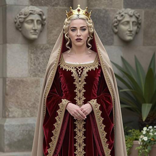 Regal Queen in Medieval Costume
