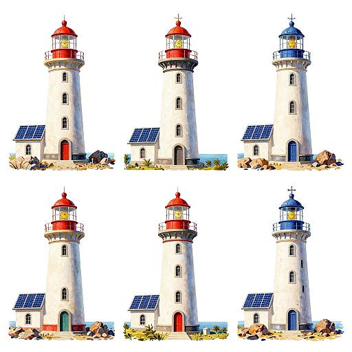 Lighthouse Storyboard Sketches with Solar Panels