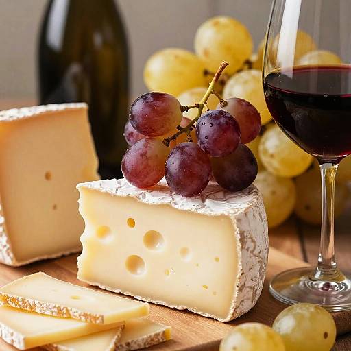 Close-Up Cheese and Wine Arrangement