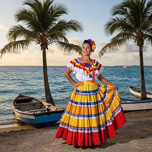 Cubana Woman by Rustic Waterfront Sunset