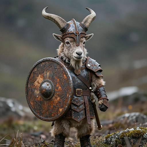 Cinematic Viking Mountain Goat Berserker Full-Body
