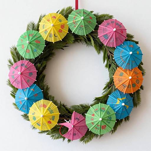Summer Wreath with Cocktail Umbrellas