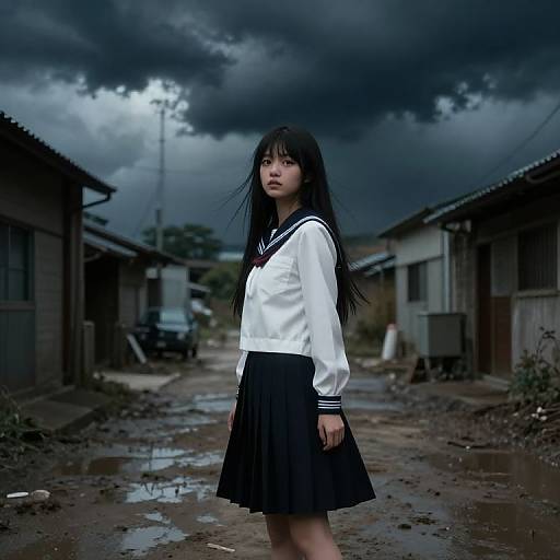 Retrofuturistic JK Girl in Storm