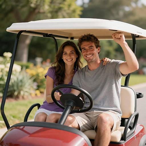 Joyful Couple in a Sunlit Garden
