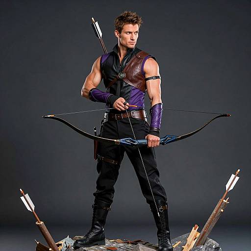 Determined Archer in a Dark Setting