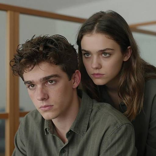 Intense Young Couple in Indoor Setting