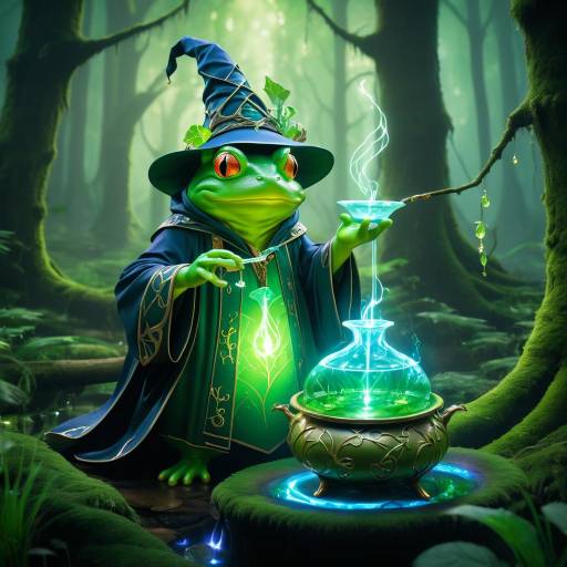 Mystical Frog Wizard Brewing Potion