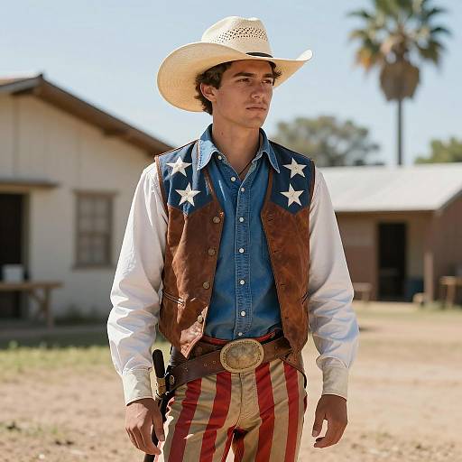 Western Attire in a Sunny Outdoor Scene