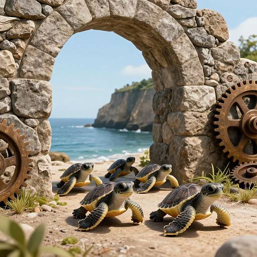 Surreal Newborn Turtle Procession