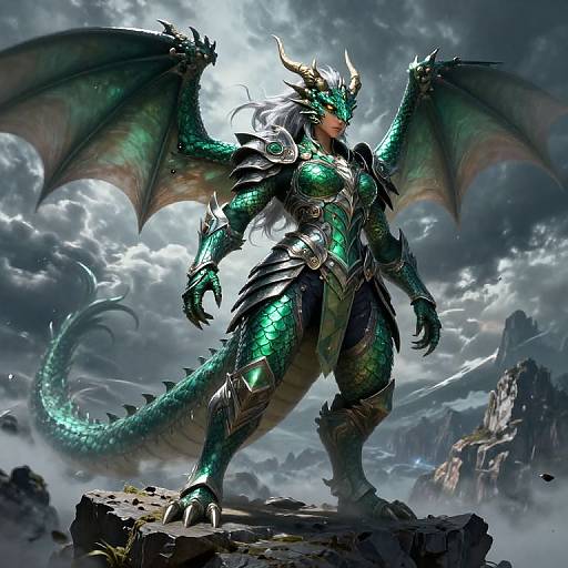 Majestic Dragon Girl on Cliff