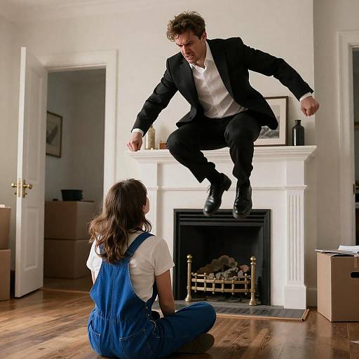 Dramatic Leap Over a Woman