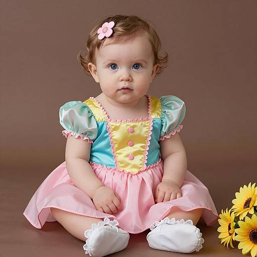 Baby Girl in Colorful Princess Dress