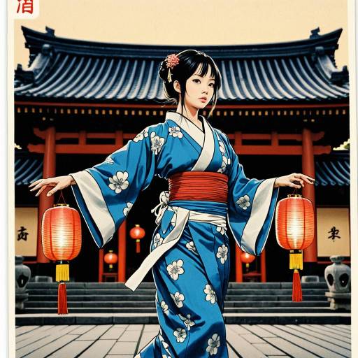 Graceful Dancer in Traditional Yukata Art