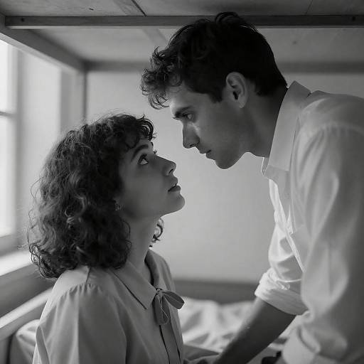 Intimate Black-and-White Photo of Couple